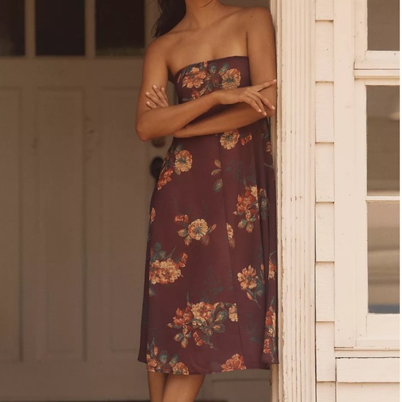 Anthropologie Other - Anthropologie LyreBird Strapless Sheer Chiffon Floral Maxi Dress Small NWT